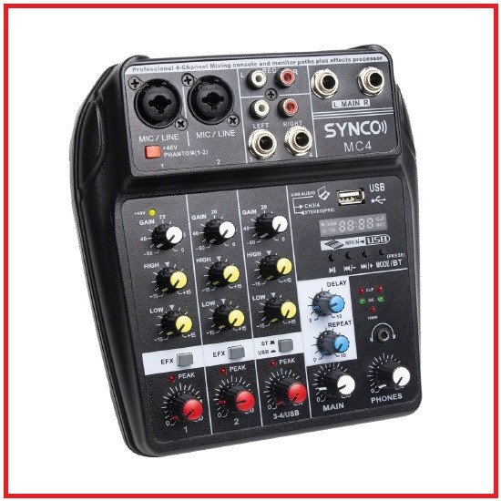 SYNCO Audio MC4 4-Channel Professional Audio Mixer with USB Audio Interface