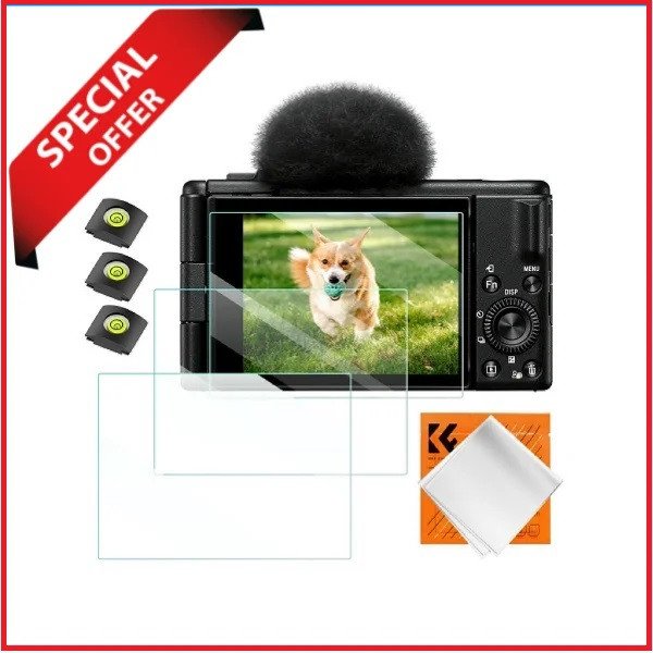 K&F Concept SKU.2195 Ultra Clear Tempered HD Glass LCD Screen Protector for Sony ZV Series Mirrorless Cameras (3Pcs Set) – Transparent