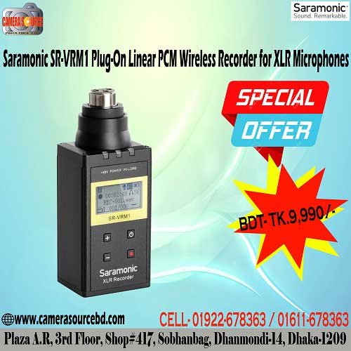 Saramonic SR-VRM1 Plug-On Linear PCM Wireless Recorder for XLR Microphones – Black