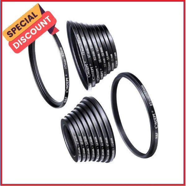 K&F Concept SKU.0629 18 in 1 Step Up & Step Down Adapter Ring Set – Black