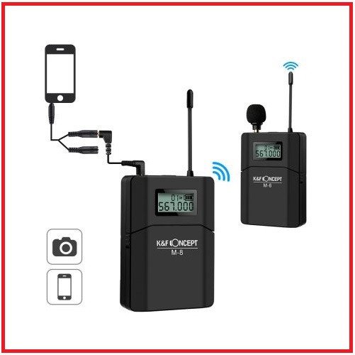 K&F Concept KF10.002 M8 Camera-Mount UHF Professional Wireless Lavalier Microphone System for Camera and Smartphone