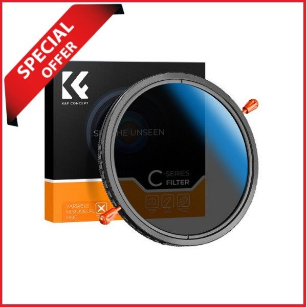 K&F Concept KF01.2610 43mm 2 in 1 ND2-ND32 Variable Neutral Density VND+CPL Filter – Black