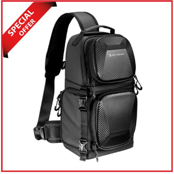 K&F Concept KF13.176 Crossbody Hardshell Multifunctional Waterproof Sling Camera Backpack (10L) – Black