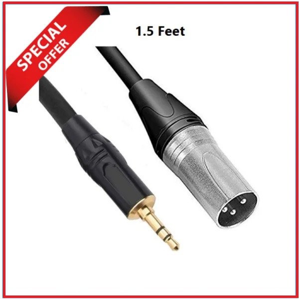 WeiShiSen XLR Male to 3.5mm Professional Microphone Audio Short Cable – 1.5 Feet
