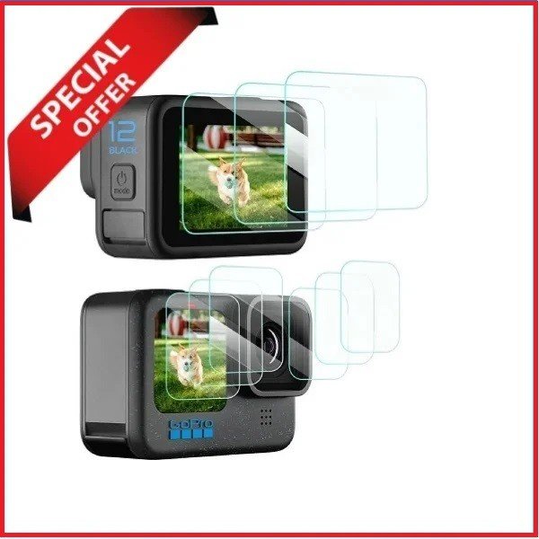 K&F Concept SKU.2191 Ultra Clear Tempered HD Glass LCD Screen Protector for GoPro Hero 9/10/11/12 Action Cameras – Transparent