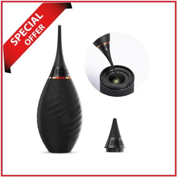 K&F Concept KF08.041 Soft Silicone Rubber Cleaning Air Blower with Long & Short Nozzle Switch Design- Black