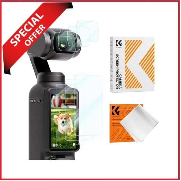 K&F Concept SKU.2231 Ultra Clear Tempered HD Glass LCD Screen Protector for Dji Osmo Pocket 3 Gimbal Camera (3Pcs Set) – Transparent