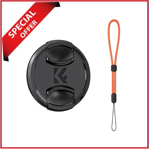 K&F Concept KF04.080 55mm Lens Cap with Rope – Black