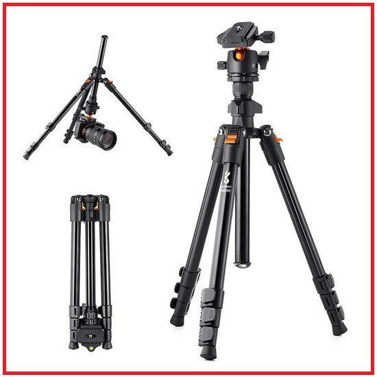 K&F Concept KF09.101 BI234M Lightweight Compact Vlog Travel Aluminum Ball Head Professional Camera Tripod for Photo & Video