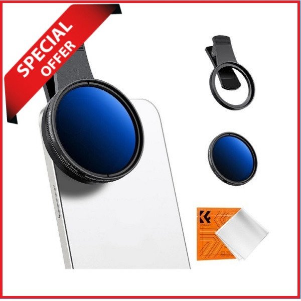 K&F CONCEPT KF01.2639 Clip-On 52mm Neutral Density Variable ND Filter For Any Types of Smartphone (1-9 Stops) – Black
