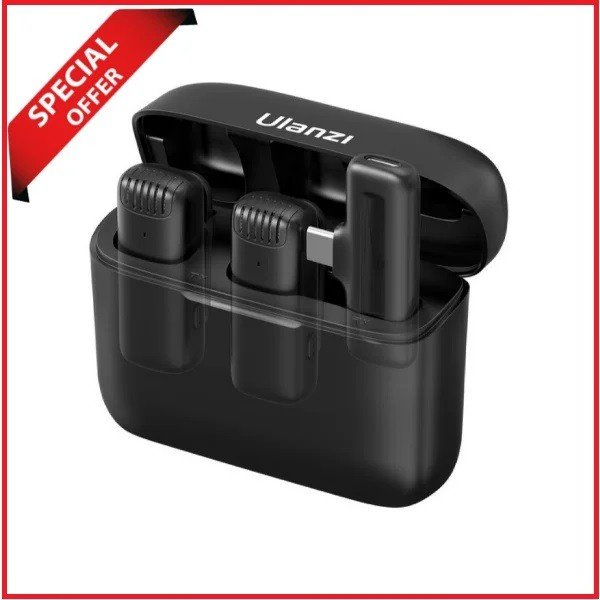 Ulanzi J12 Dual Wireless Microphone System with Type-C Connector for Smartphone -Black