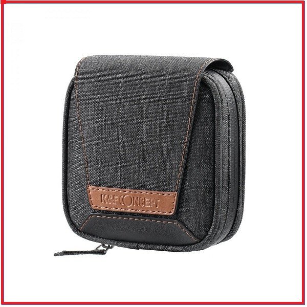 K&F Concept KF13.117 4-Pocket Water-Resistant Shockproof Filter Pouch Case Bag for Maximum Size to Fit Circular Filter (95mm) – Grey