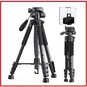 K&F Concept KF09.048V1 KF2324L Lightweight Aluminum Professional Video Tripod with Smartphone & Tab Dual Holder for Photo & Video