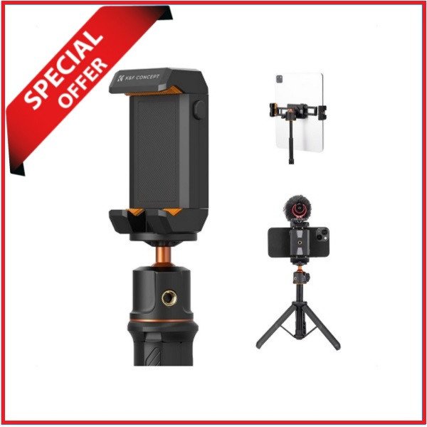 K&F Concept KF31.095 MS-20 Adjustable Tripod Mount Adapter Tab and Smartphone Mobile Holder – Black